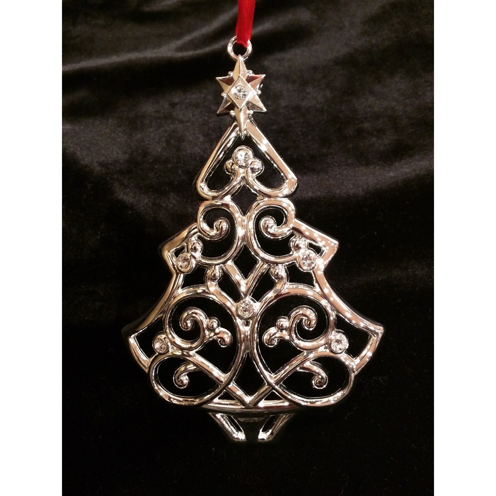 Vintage Lenox Sparkle & Scroll Clear - Silver Christmas Tree Ornament